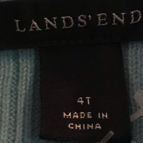 Lands’ End size 4T light blue long sleeve scalloped mock neck ribbed shirt - Picture 3 of 3